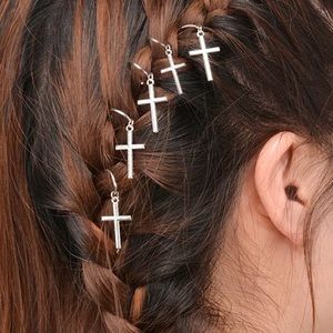 Silver Cross Hair Charms Set Of 10 Factory Sealed